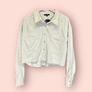 Corduroy Cropped Button-Down Shirt