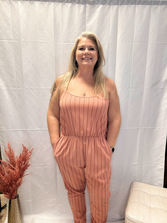 Striped Plus Jumpsuit