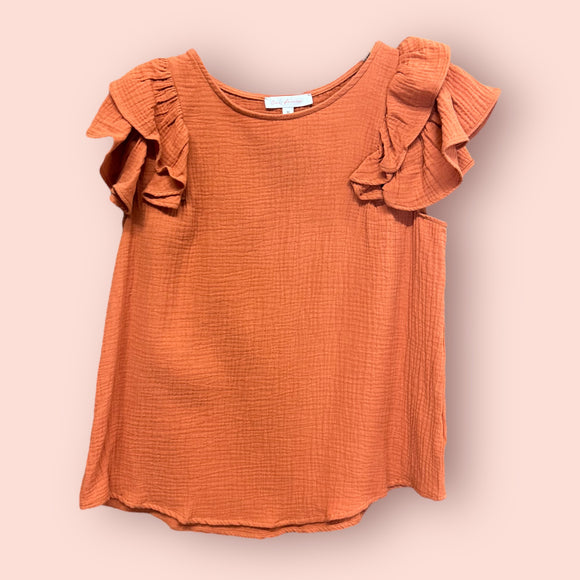 Gauze Ruffled Sleeve Top