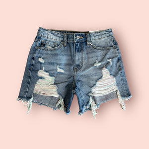 High Rise Rainbow Threads Shorts