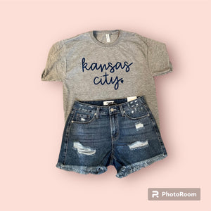 #19 Dark Wash, Distressed Jean Shorts