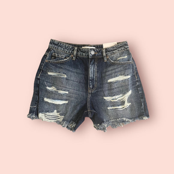 #57 Dark Wash Distressed Jean Shorts