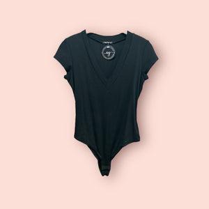 Black V Neck Bodysuit