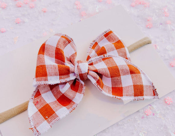 Small Pumpkin Spice Plaid Bow