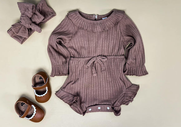Cozy Brown Romper with Bow