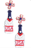 USA Beer Bottle Bead Dangle Earrings