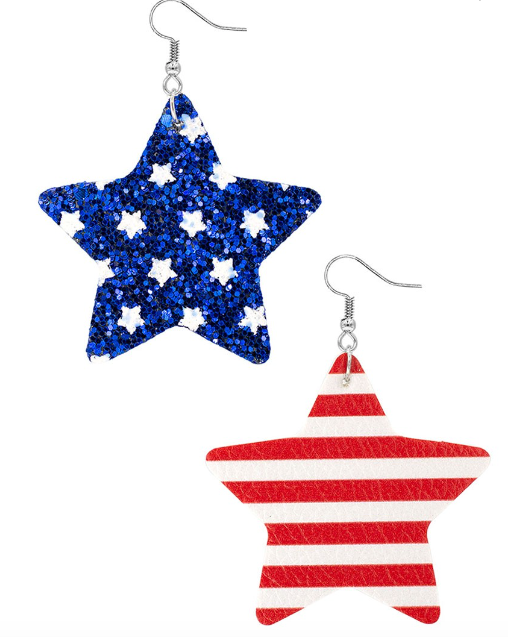 Glitter Star and Stripes Suede Earrings