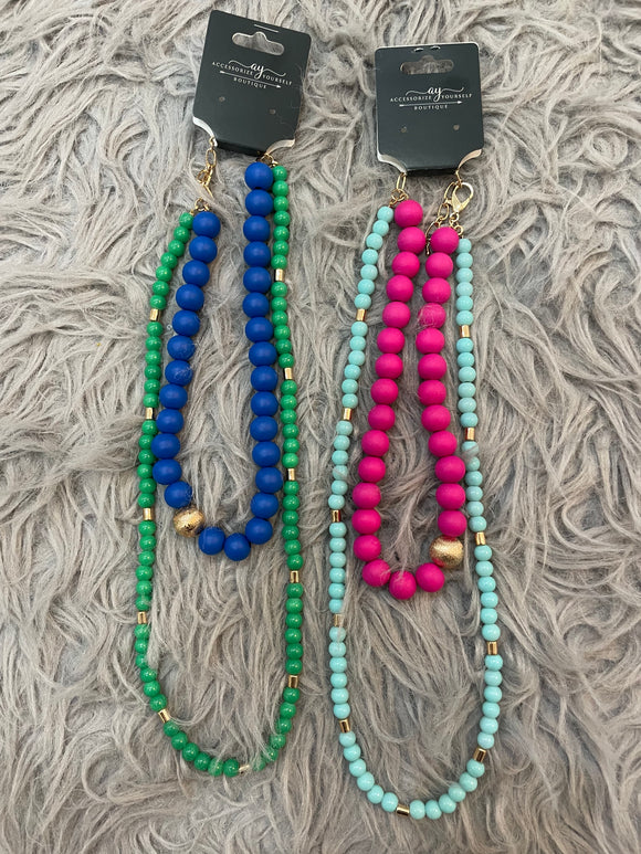 Color Wood Beaded Layered Necklace