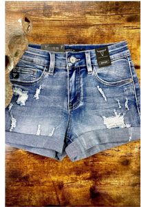 Girls Stone Wash Distressed Jean Shorts