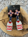 USA Beer Bottle Bead Dangle Earrings