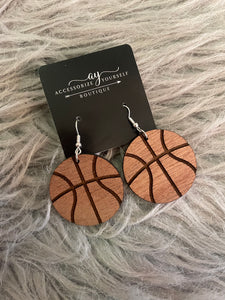 Wood Basketball Earrings