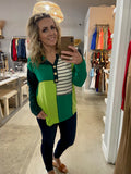 Green Color Block Top