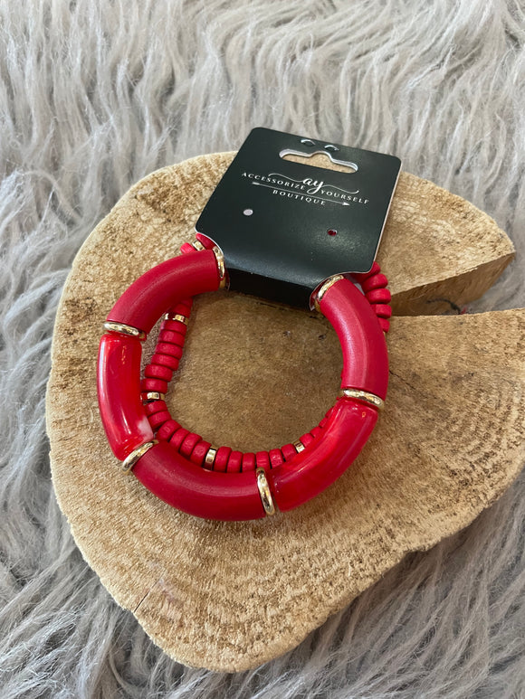 Red Double Bead Bracelet Set