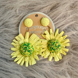 Raffia Flower Earrings