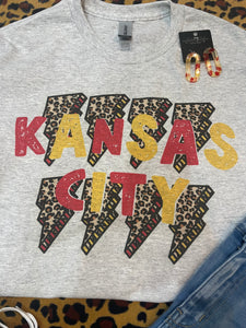 Kansas City with Multiple Lightning Bolts Graphic Tee