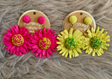 Raffia Flower Earrings