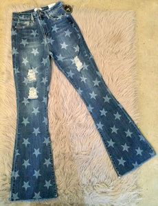 #34 Star Flared & Frayed Jeans