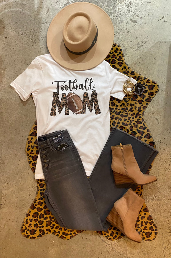 Leopard Print Football Mom Graphic Tee